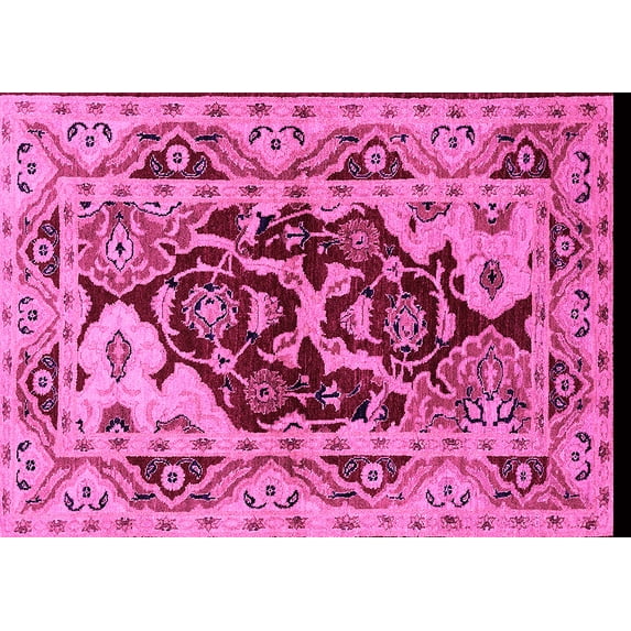 Ahgly Company Indoor Rectangle Oriental Pink Industrial Area Rugs, 5' x 7'