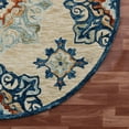 thumbnail image 6 of Elm & Oak Clio 4'10" Round Beige/Blue Medallion Handmade Wool Indoor Area Rug, 6 of 6