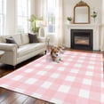 thumbnail image 2 of 5'x8' Area Rugs, Pink Buffalo Plaid Indoor Outdoor Area Rug for Living Room Bedroom, Farmhouse Pink White Checkered Washable Bathroom Rugs Kitchen Floor Carpet Mats Home Decor Aesthetic, 2 of 8