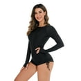 thumbnail image 6 of IBTOM CASTLE Women Zipper Rash Guard Boyleg Padded Swimsuit Sun Protection Surfing Bathing Suit Wetsuit One Piece Athletic Swimwear XL Black, 6 of 8