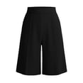thumbnail image 4 of Loose Shorts Women Long Women's Dressy Bermuda Shorts, High Waist Knee Length Pants with Pockets, Summer Office Work Shorts Black L, 4 of 8