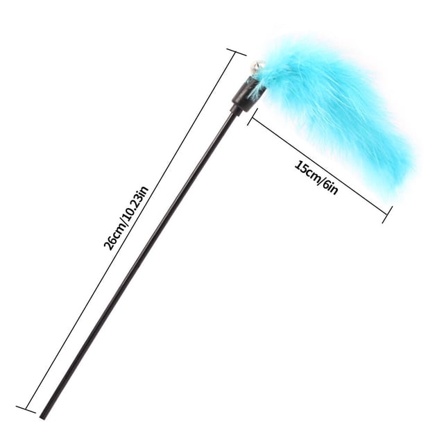 VONKY Pet Feather Toys Wand Elastic Plastic Bell Teaser Interactive Exercise Catcher Random Color