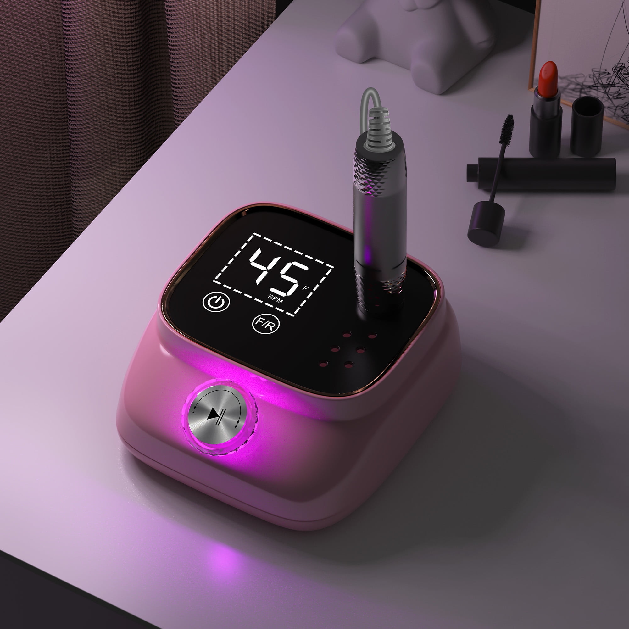 Sdlogal Electric Nail File Drill Kit, Nail Polish Grinder Professional Salon Drill Pink, 45000 RPM