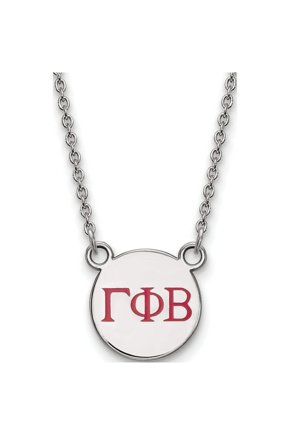Sterling Silver Rh-Plated Logoart Gamma Phi Beta Sm Enl Pend With Necklace (18 X 12) Made In United States ss027gpb-18
