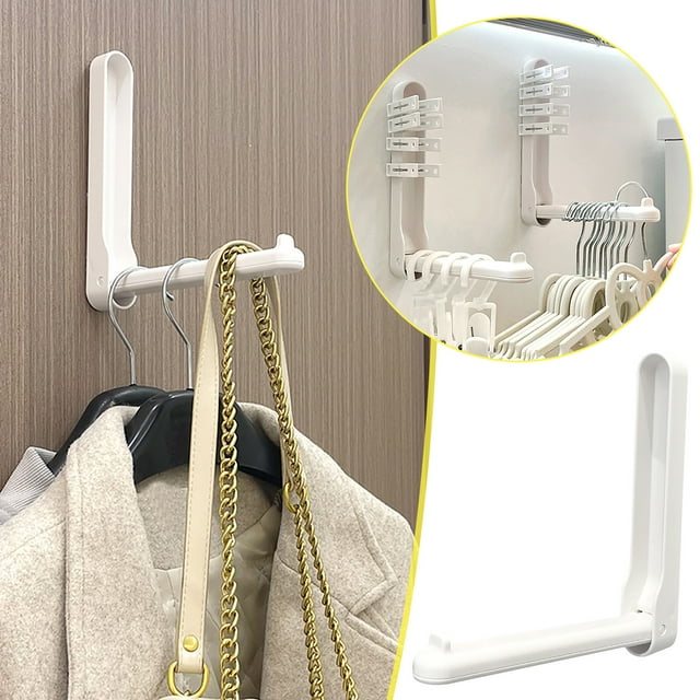 QTOCIO Laundry Hanger Wall Mounted Telescopic Folding Hanger Laundry Storage Rack Plastic