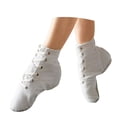 thumbnail image 3 of EliteGoogv Womens Ankle Boots Jazz Dance Shoes Lace Up Booties For Women High Top Round Toe Split Sole Low Heel Training Shoes US: 7 White, 3 of 9