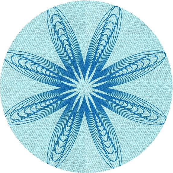 Ahgly Company Indoor Round Patterned Electric Blue Area Rugs, 4' Round