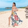 thumbnail image 6 of FORMRS Womens Long Sarong Beach Wrap Semi-Sheer Bikini Skirt Bathing Swimsuit Cover Up, Red Flowers Pattern, 6 of 7