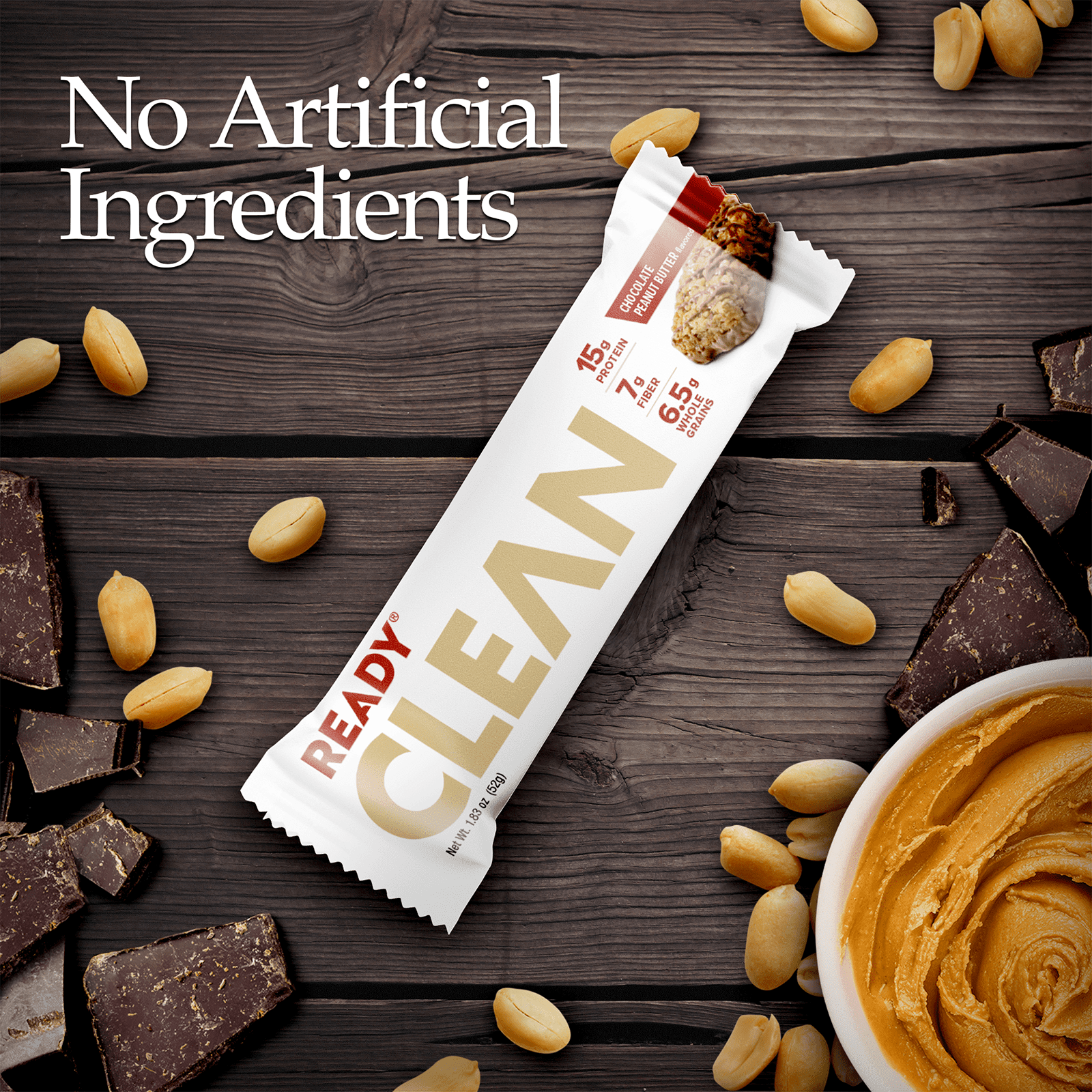 Ready Clean Protein Bar, Chocolate & Peanut Butter, 5 Count Bars