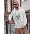 thumbnail image 2 of Deer Head Sketch Hoodie Men -Image by Shutterstock, Male 3X-Large, 2 of 4