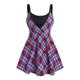 thumbnail image 1 of Tank Top de Falda de Talla Extra a Cuadros con Escote Pico Rosegal  Camisetas tallas grandes, 1 of 5