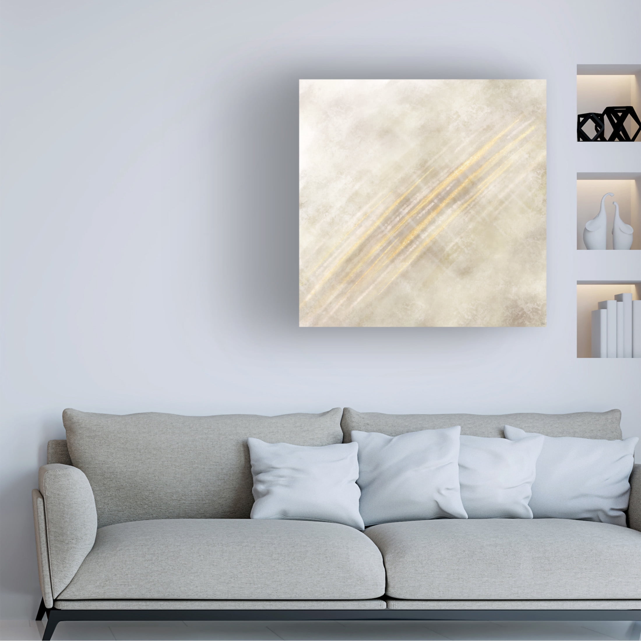 Canvas Wall Art - Line and Brush 'Streeeek' Wall Art for Living Room, Bedroom, or Office Décor by Trademark Fine Art - 14 x 14 Inches