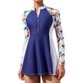 thumbnail image 1 of Beautyin Femmes Belle Modeste 2 Pièces Maillots de Bain Robe de Bain avec Slip et Fermeture Éclair UPF 50+ Robe de Rashguard avec des Trous de Pouce, 1 of 6