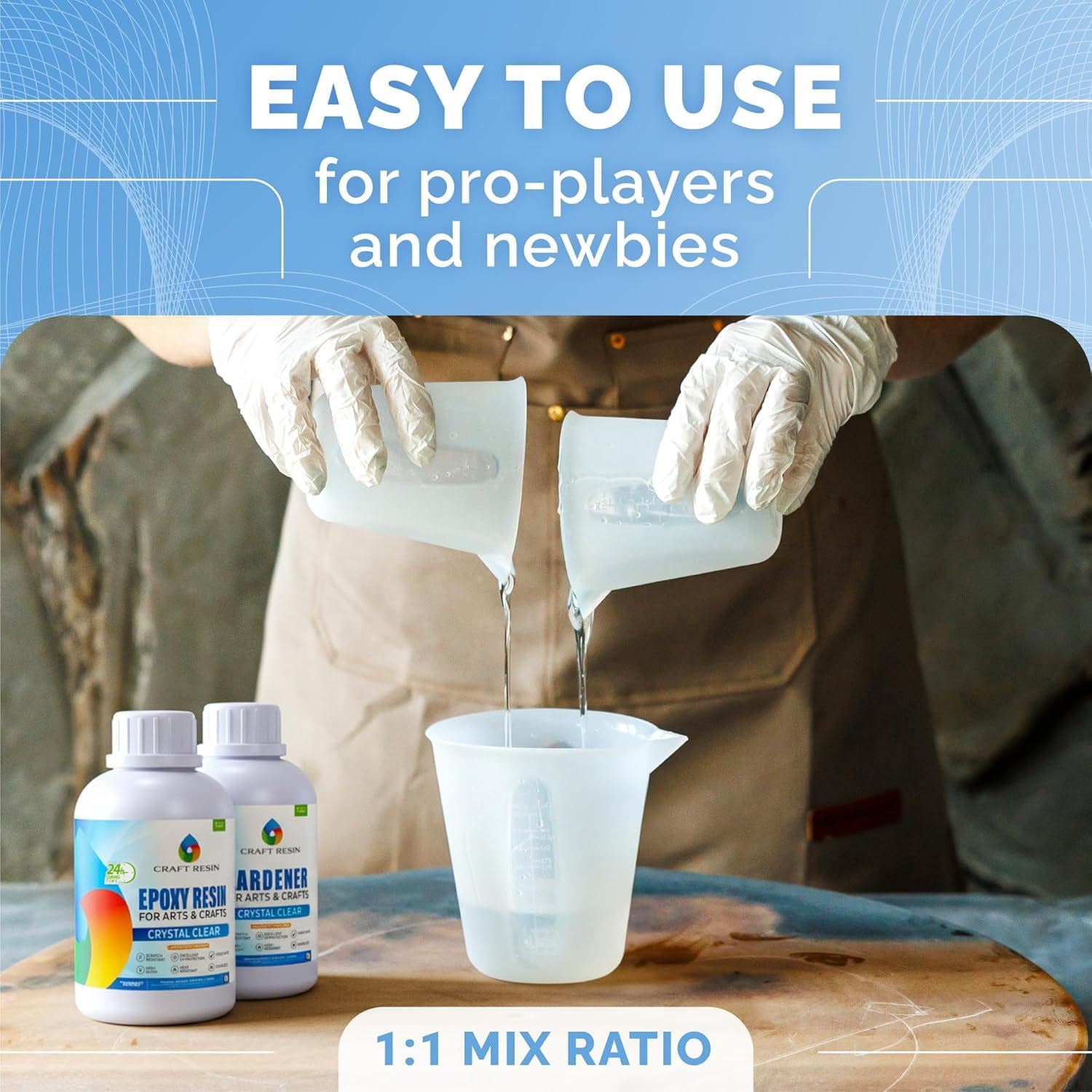 CRAFT RESIN 2 Gallon Crystal Clear Epoxy Resin Kit with Pumps - Food Safe & UV Resistant for DIY Art, Wood, Jewelry Making, Coasters, Molds Casting Resin Epoxy - Low Viscosity for Beginners & Pros