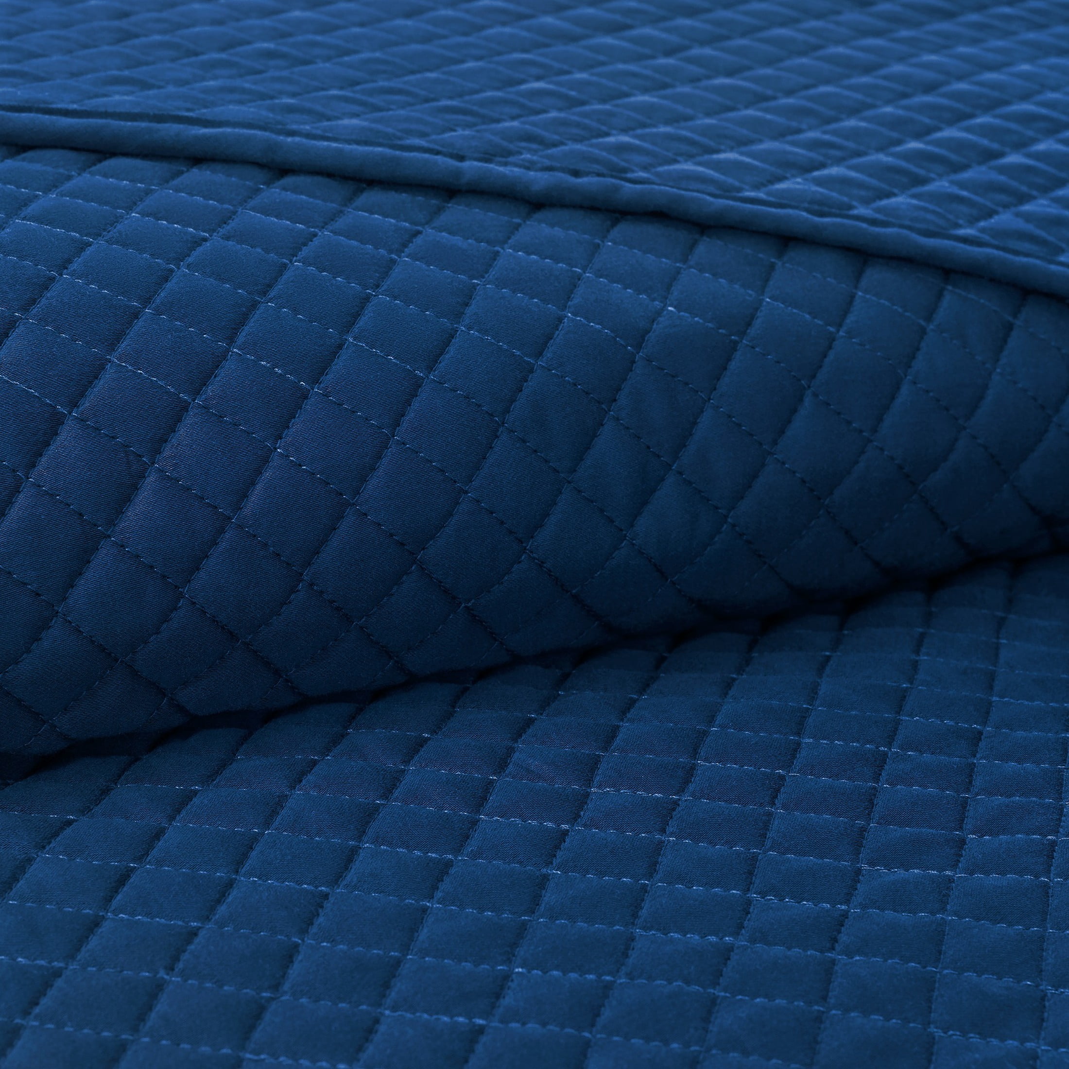 Wamsutta 1846 Cotton Tencel 3-Piece Titan Blue Diamond Stitch Quilt Set, King