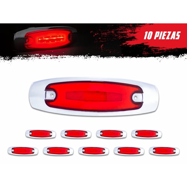 Plafones Laterales TUNELIGHT-RENOVATIO 10 Piezas 4 LEDS y Arillo de Gel Rojo