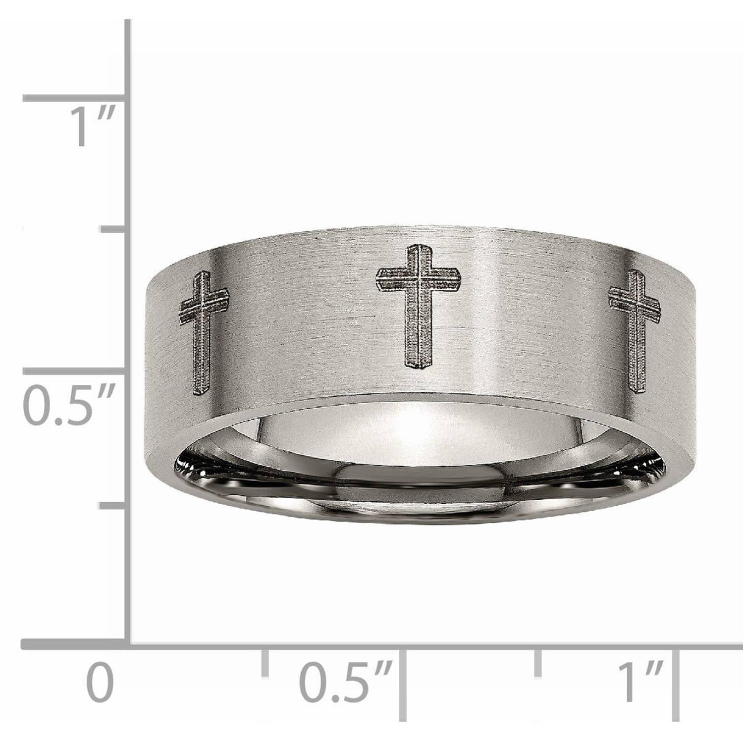 Best Quality Free Gift Box Titanium Flat 8mm Laser Design Brushed Band