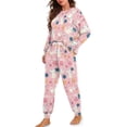 thumbnail image 2 of FOR U DESIGNS Pink Cat Women 2 Piece Pajamas Sets Long Pants and Crew Neck Tops Size S Drawstring Nightwear Sets Long Sleeve Sleepwear Soft for Women Pajama Suits, 2 of 6