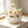 thumbnail image 5 of KojanyuFaux Rattan Flower Basket with Handle, Multi Functional Storage Fruit Basket for Weddings Parties Celebrations, 5 of 6