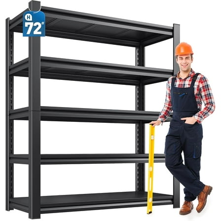 HYJY Garage Shelving 3000 LBS Storage Shelves Adjustable Metal Garage Shelves 5 Tier Heavy Duty Shelving Units and Storage Rack Shelf for Garage, Basement, 72" H x 36" W x 16" D