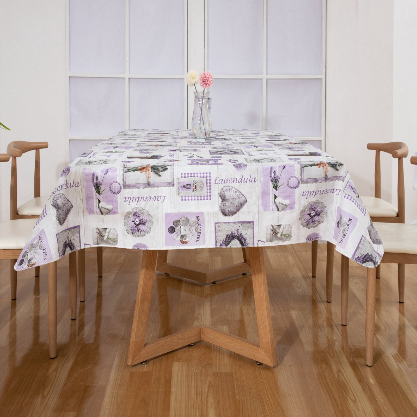 Ray Star 52x90in Christmas Vinyl PVC Tablecloth, 100% Waterproof Plastic Table Cloth, Oilproof Wipe Clean Table Covers for Dining/Kitchen/Parties