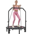 thumbnail image 2 of Soozier 40" Foldable Mini Trampoline, Rebounder Trampoline for Adults with Adjustable Foam Handle for Indoor Outdoor Workout, Max Load 330 lbs, Red, 2 of 10