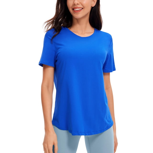 Remera CRZ YOGA de Algodón Pima Suave Atlética Fuerte Azul XL