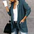 thumbnail image 4 of Cardigan Sweaters for Women Plus Size Long Sleeve Solid Long Cardigan Outwear Casual Tops Sweaters With Pockets, 4 of 8