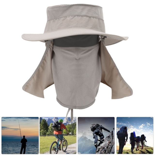 Gorro de pesca Gorros de protección solar transpirables de nailon con solapa para el cuello para hombre y mujerGris claro
