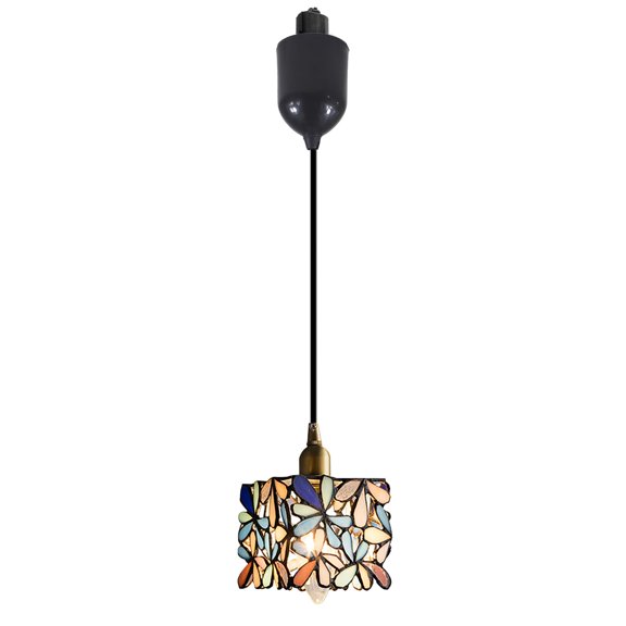 Kiven H-Type track lighting pendants Adjustable Height,Farmhouse h track pendant lights with Glass Lampshade,Decorative Track Lighting Fixture for Kitchen Hallway Restaurant Shop,TB3239