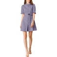 thumbnail image 3 of MODA NOVA Juniors Casual Short Sleeve Solid Color Button Down Shirt Dress, 3 of 6