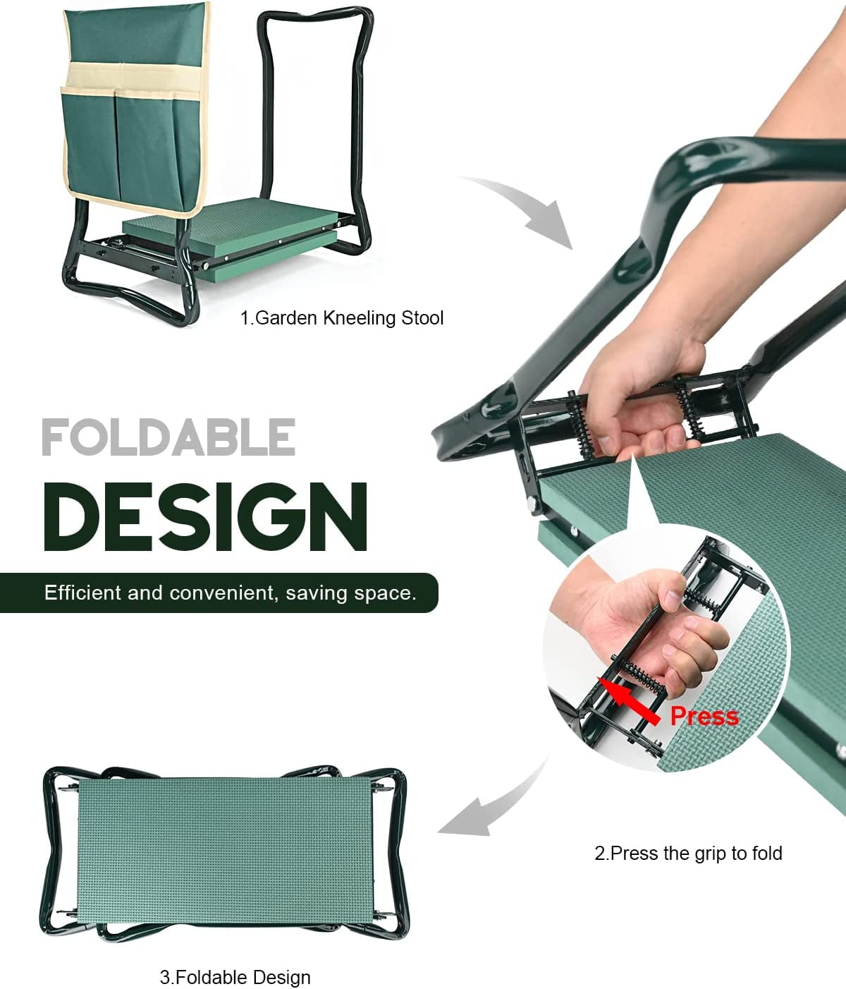 Upgraded Garden Kneeler and Seat with Thicken & Widen Soft Kneeling Pad,Heavy Duty Foldable Gardener Stool with 2 Tool Pouches,Gardening Gifts for Women Mom Men Seniors