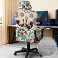 thumbnail image 3 of SCRAWLGOD Rooster Bohemian Flower Print Beige Print Gaming Chair Cover with Armrest Cover, Universal Slipcover for Roating Chairs Cozy Gaming Reclining Chair Protectors Set of 4, Patriotic Decor, 3 of 7