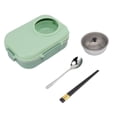 thumbnail image 3 of Thermal Lunch Box 1100ml Double Layer 3 Grid Design 304 Stainless Steel Bento Box with Chopsticks Spoon Soup Bowl Green, 3 of 7