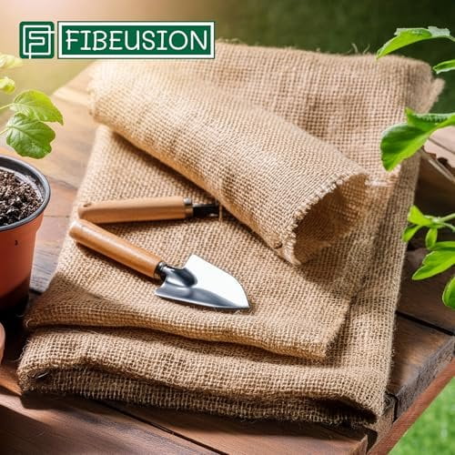 FIBEUSION Burlap for Gardening 40" x 30 Feet - Multipurpose Natural Burlap Fabric - High Density Jute Fiber Suitable for Weed Barrier, Frost Guard for Gardening, Home Decorations and Crafts