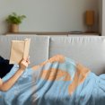 thumbnail image 3 of Bathroom Rules Soft Flannel Fleece Throw Blanket, Please Wash Your Hands Wording Cartoon, Cozy Plush for Indoor and Outdoor Use, 50" x 70", Sky Blue Dark Peach, by Ambesonne, 3 of 5