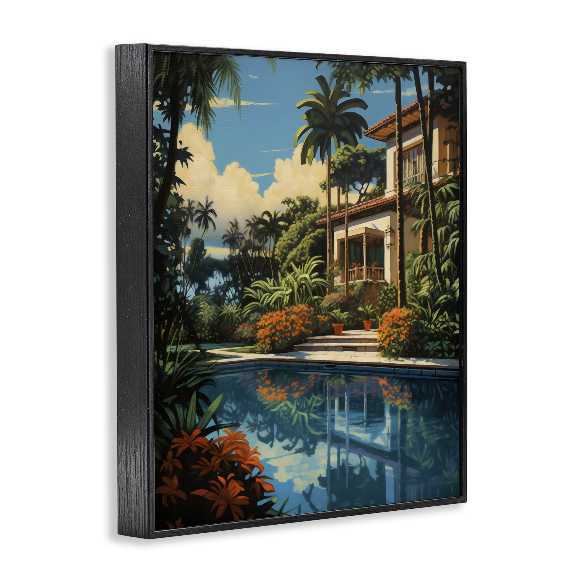 Stupell Industries Tropical Tranquility Villa Black Framed Giclee Art, design by Creative Studio