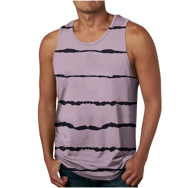 lcziwo Débardeur à Rayures Débardeurs pour Hommes Débardeurs pour Hommes Cool à Rayures Imprimé Graphique Sans Manches Débardeur Chandail de Musculation pour Entraînement Gym Jogging 2024 Rose,XXXXXXL