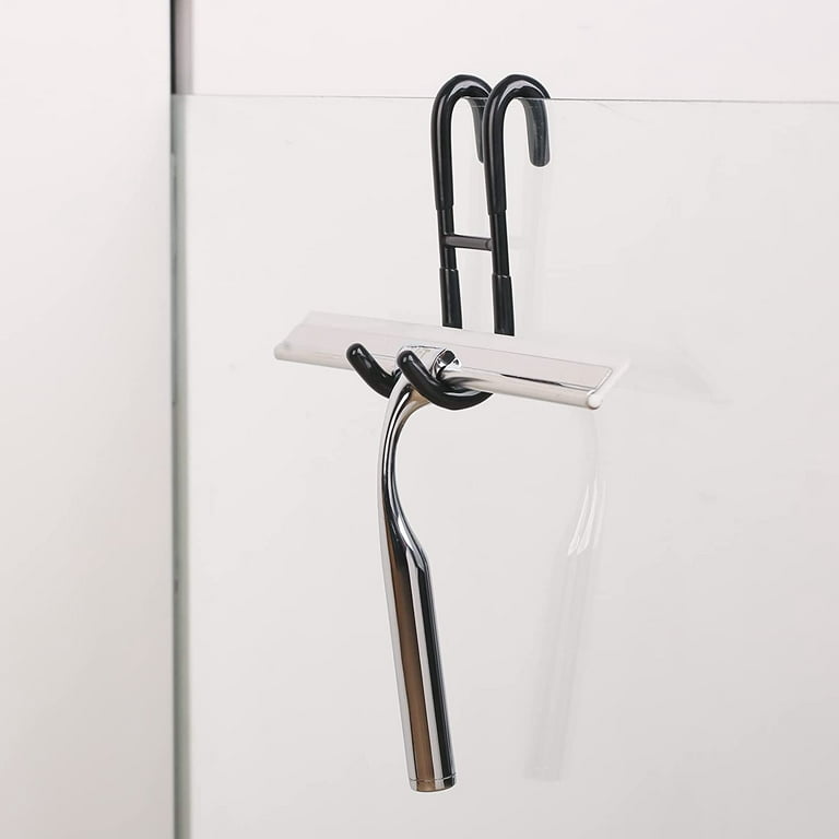 Over Shower Glass Door Hook, Casewin Plated Matt Black, 304 Stainless Steel  Rack Hooks, Bathroom Frameless Drilling-Free Hanger, for Bathing Suits
