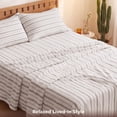 thumbnail image 6 of U by Bedsure Striped Queen Sheets Set, 4 Piece 16" Deep Pockets Soft Prewashed Microfiber Jacquard Bed Sheets, Beige, 6 of 9