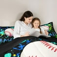 thumbnail image 5 of Homewish Kida Baseball Sport Bedding Comforter Set,Watercolor Splashing Ink Twin Comforter Sets,Green Blue Black Bedding Set For Kids Boy,Microfiber Bedroom Decor Reversible,2pcs, 5 of 8