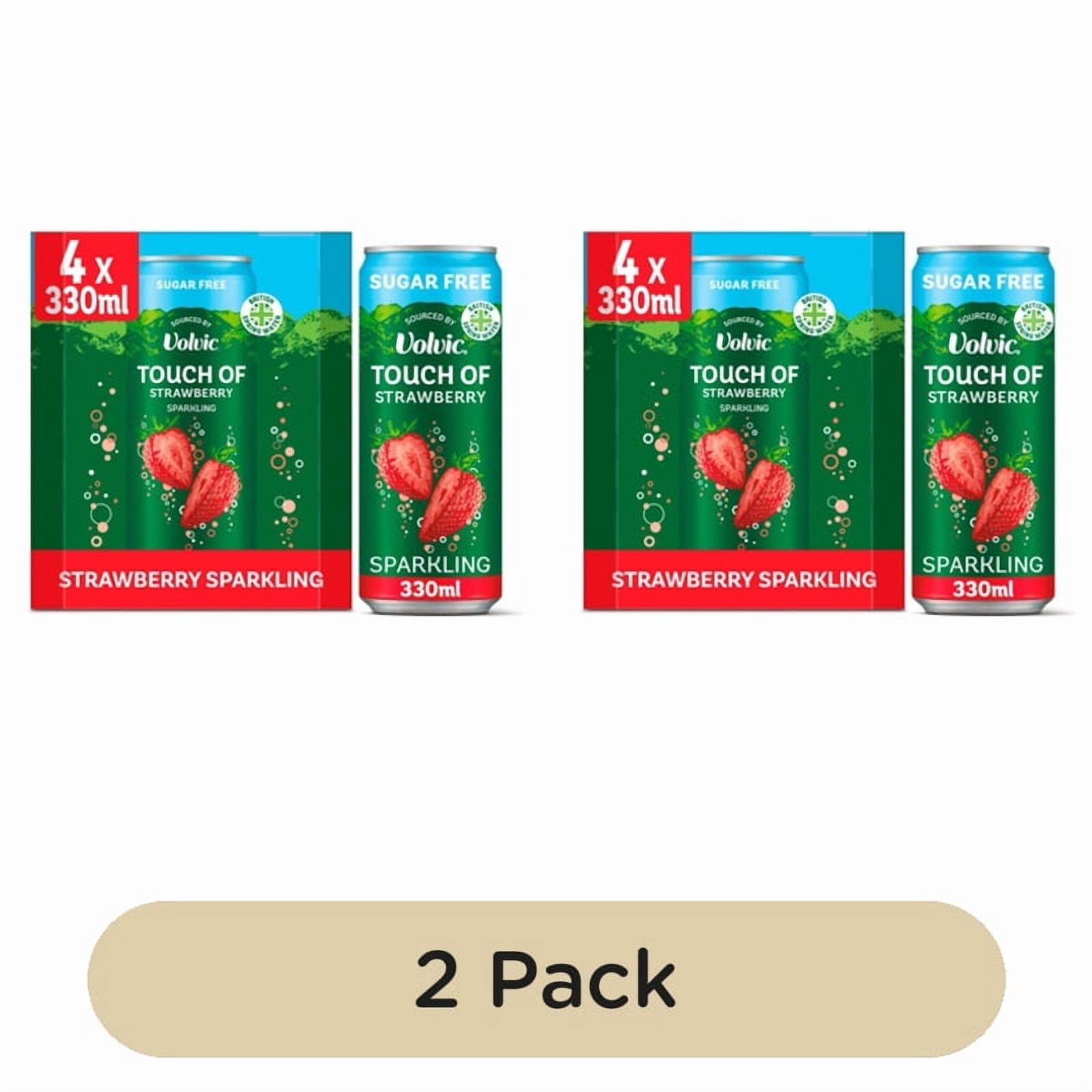Touch of Strawberry Sparkling Sugar Free Flavoured Water by Volvic 4 x 330ml, British Import (Pack of 2)