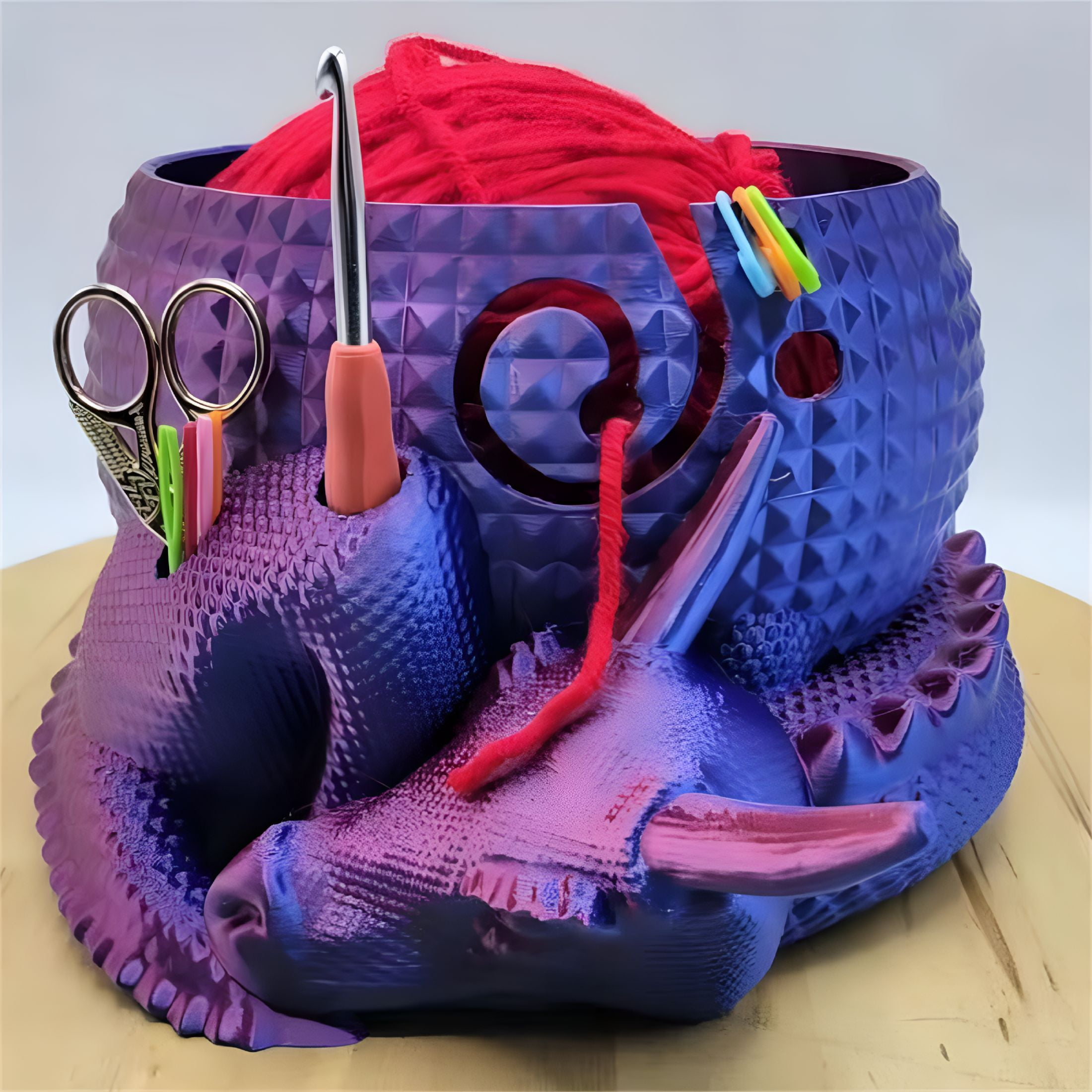 ACDANC 2026 New Fantasy Dragon and Egg Large Yarn Bowl for Crocheting,Perfect Gifts for the Knitter,6.88×4.92Inch (Purple),For Knitting,Crocheting,Crafting,Home Decor,Gift Giving