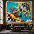 thumbnail image 6 of Airplane Pilot Flying Among Cupcakes and Clouds, Playful Illustration for Aviation Fans, Sweet Flight Decor, Birthday Gift, Tapestry Wall Hanging for Bedroom, Studio and Dorm, 6 of 7