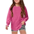 thumbnail image 2 of Girls Long Sleeve Shirts with Hollow Out Detail Casual Loose Fit Round Neck Blouse Breathable Daily Wear Stylish Shirts for Girls, 2 of 10