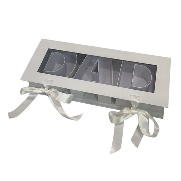Caja de flores vacía con forma de letra para el Día del Padre, cartón decorativo rectangular blanco