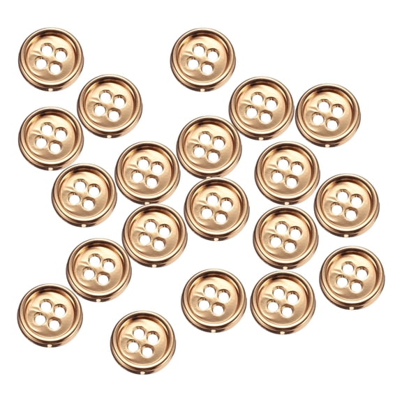 Uxcell 20pcs Metal Sewing Button, 11.5mm 4-Hole Round Suit Shirts Coats Clothes Sewing Buttons for Decoration Craft, Gold
