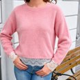 thumbnail image 4 of Sheghy Summer Tops for Women 2026 Cold Weather Everyday Crewneck Baggy Fit Solid Color Knitted Long Sleeve Sweater Top Pink L, 4 of 9