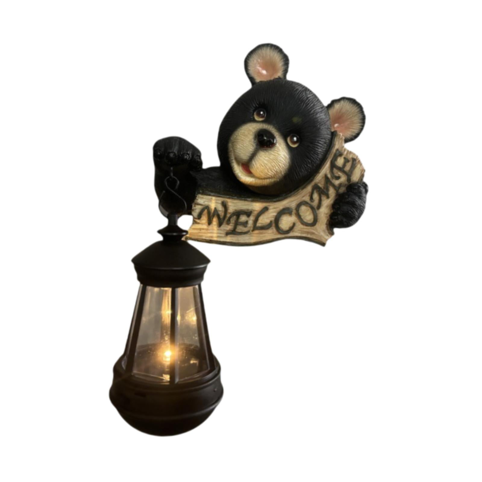 Colaxi Bear Outdoor Statue Bear Solar Light with Solar Lantern Landscape Lamp Gift Crafts Resin Sculpture for Yard Garden Patio Lawn