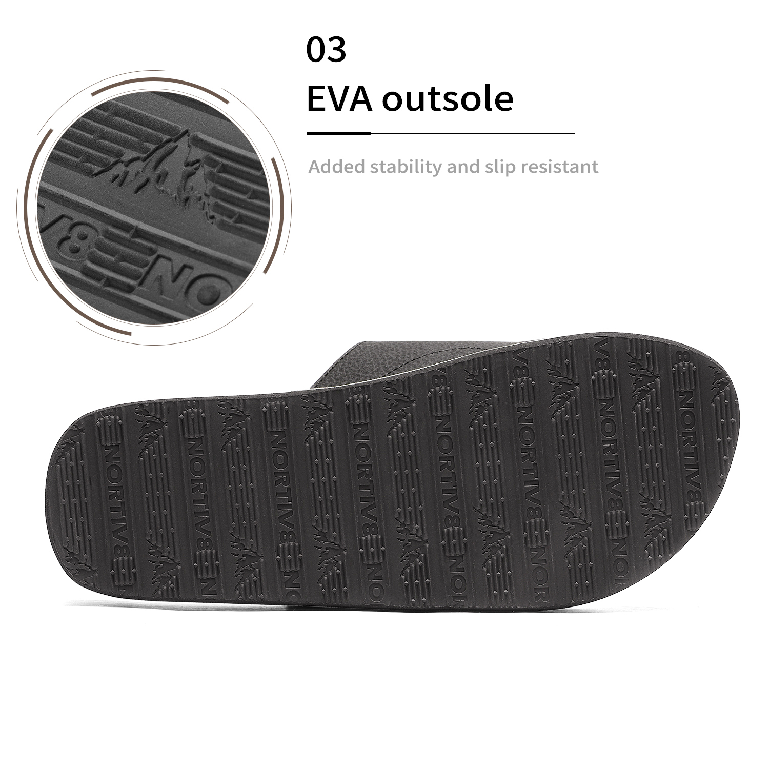 Nortiv 8 Men's Memory Foam Adjustable Slide Sandals Comfort Lightweight Beach Shoes Summer Outdoor Slipper Fusion Black Size 14 - image 3 of 5